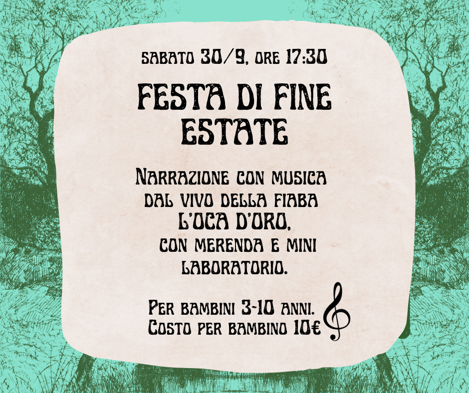 Sabato 30 settembre: Festa di fine estate!